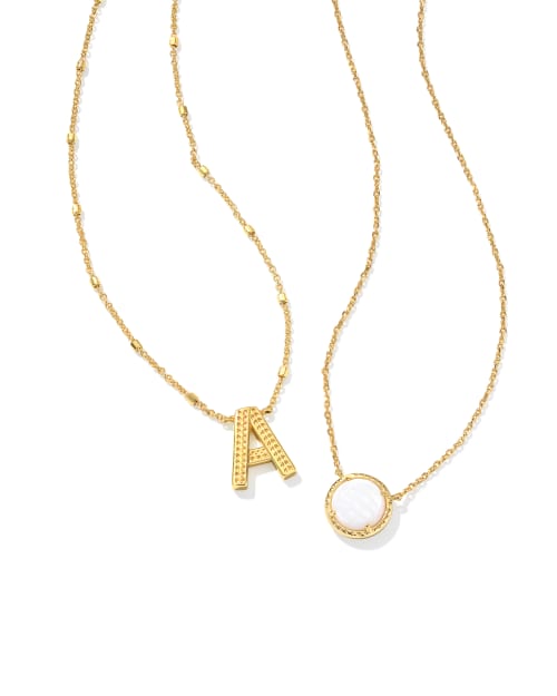 Volleyball and Letter Pendant Necklace Set